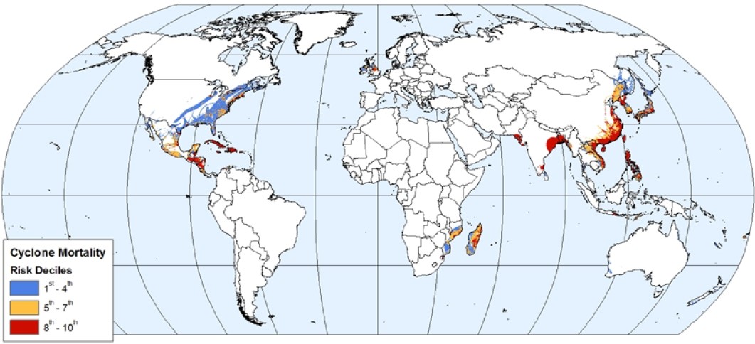 Global Distribution of Cyclone Risk (Mortality)