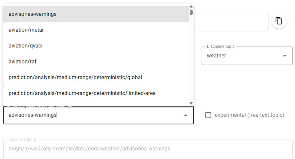 topic dropdown menu  example