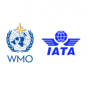The logos of WMO and IATA