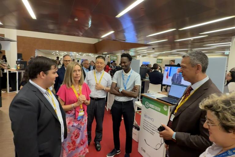 WMO Secretary-General Celeste Saulo visits the WMO booth