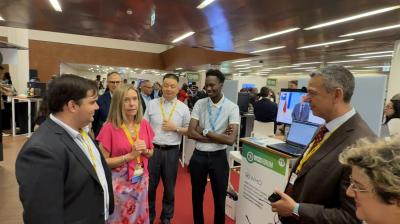 WMO Secretary-General Celeste Saulo visits the WMO booth