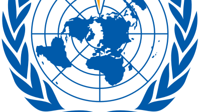 WMO logo featuring a stylized world map, latitude and longitude lines, a yellow star, and two blue olive branches. “WMO” is written below.