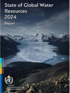 Cover of the "State of Global Water Resources 2024 Report" showing a glacier melting.