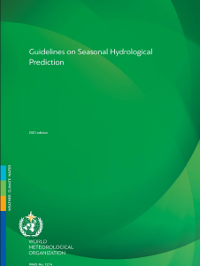 Cover of the "Guidelines on Seasonal Hydrological Prediction" 2021 edition by the World Meteorological Organization.