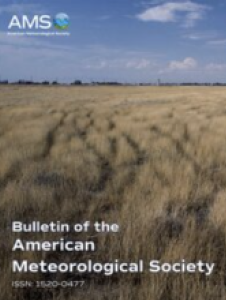 Cover of the Bulletin of the American Meteorological Society, showing a dry, grassy field under a partly cloudy sky with AMS logo in the top left corner.