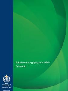 Green cover page titled “Guidelines for Applying for a WMO Fellowship” with the World Meteorological Organization logo in the bottom left corner.