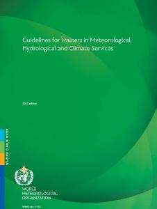 Green cover of a 2023 World Meteorological Organization publication titled “Guidelines for Trainers in Meteorological, Hydrological and Climate Services.”.