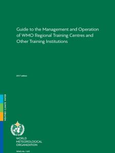 Green cover of a WMO publication titled “Guide to the Management and Operation of WMO Regional Training Centres and Other Training Institutions,” 2017 edition.