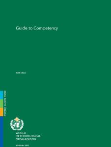 Green cover of the “Guide to Competency” 2018 edition by the World Meteorological Organization, publication WMO-No. 1205, with WMO logo at the bottom.
